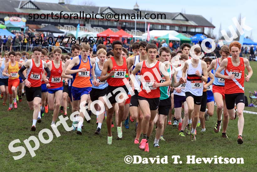 Senior Boys 2024 English Schools Cross Country Champs., Pontefract, March 16th.  Photo: David T. Hewitson/Sports for All Pics
